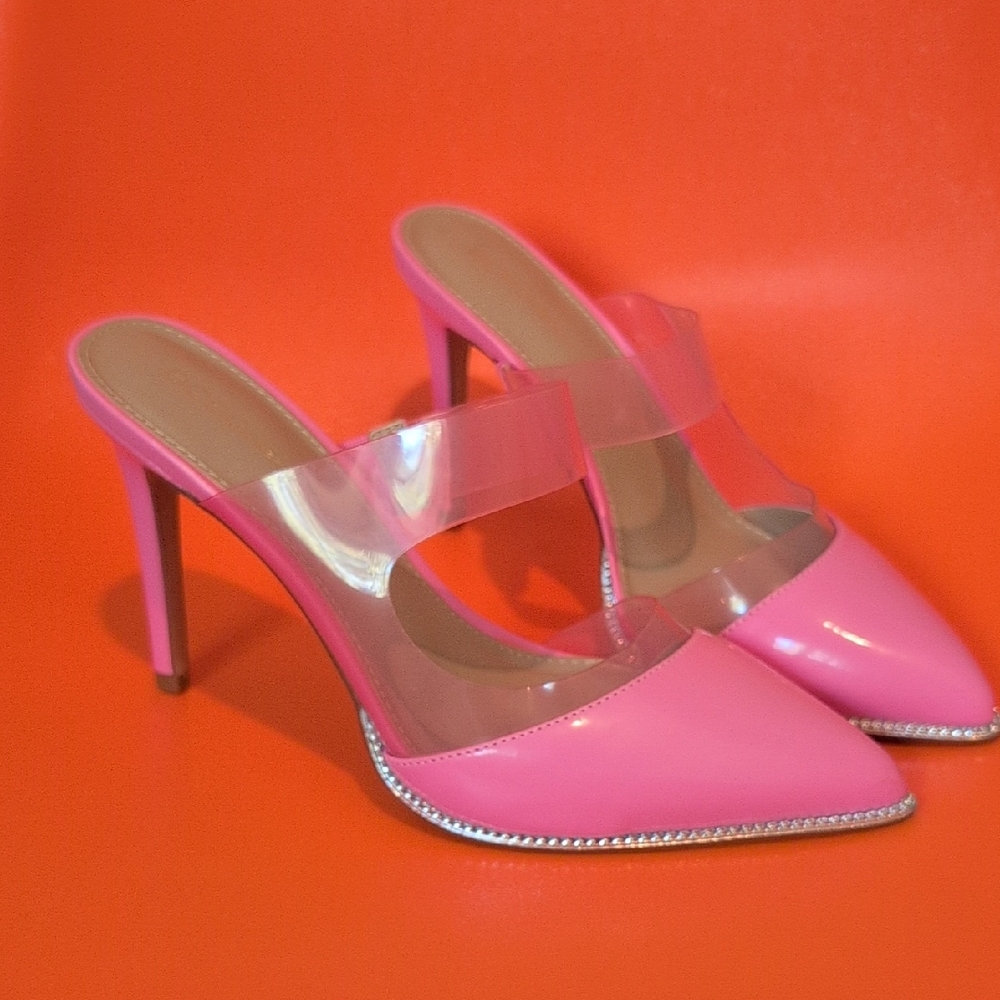 BCBGeneration Pink Heels with Clear Strap